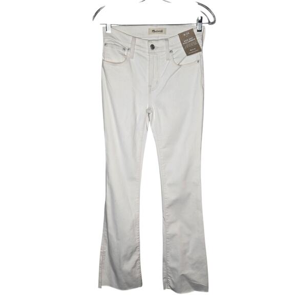 New Madewell Kick Out Full-Length Jeans Ivory Off White Sz 24 Waist Split Hem - Picture 2 of 11